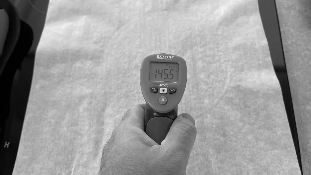 Parchment Paper Temperature (145.5°C) After Removing the Pan